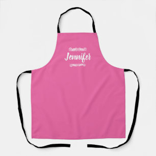 Custom Name Pink And White Apron