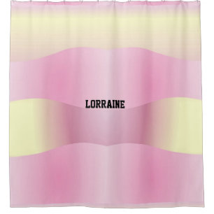 Custom name pink and yellow gradient shower curtain