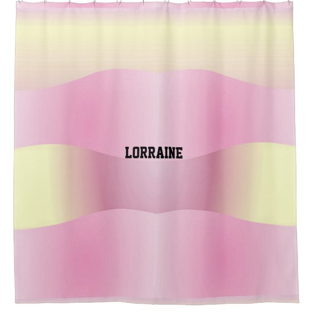Custom name pink and yellow gradient shower curtain (Front)