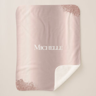 Custom name pink baby girl sherpa blanket