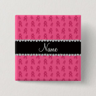 Custom name pink ballet shoes 15 cm square badge