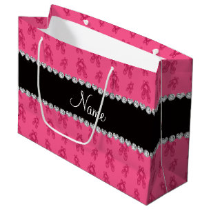 Custom name pink ballet shoes large gift bag