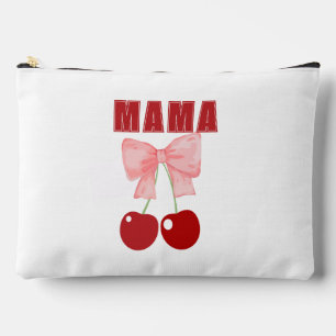 Custom name, Pink Bow and Red Cherries Coquette Accessory Pouch