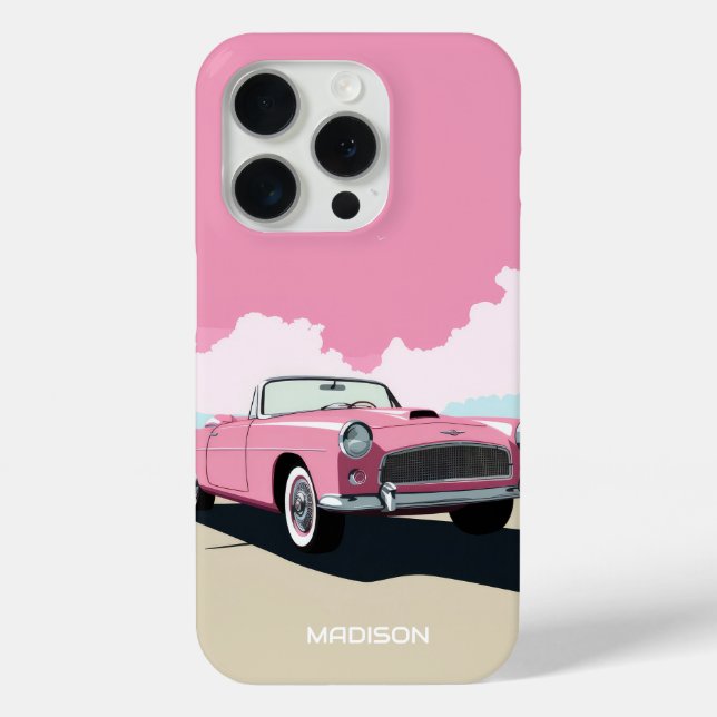 Custom Name Pink Classic Car Case-Mate iPhone Case (Back)