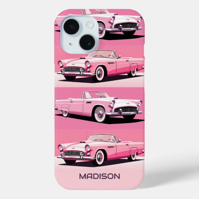 Custom Name Pink Classic Car Case-Mate iPhone Case (Back)
