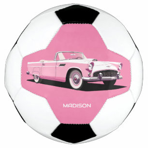 Custom Name Pink Classic Car Football