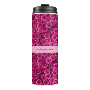 Custom Name Pink Dahlia Flowers Insulated Stainles Thermal Tumbler