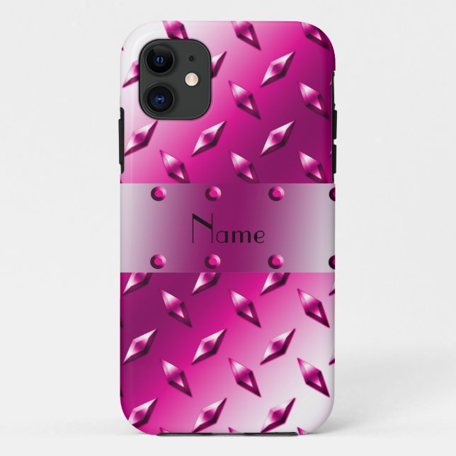 Custom name pink diamond plate steel Case-Mate iPhone case (Back)