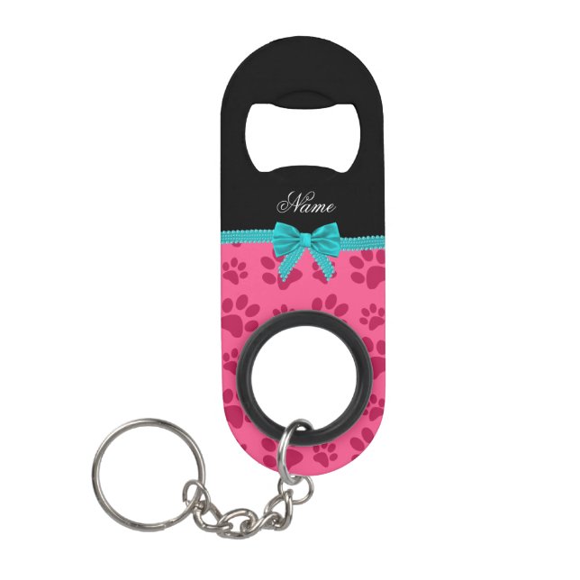 Custom name pink dog paws turquoise bow (Front)