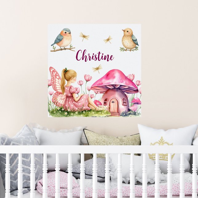 Custom Name Pink Fairy Mushrooms Poster (Creator Uploaded)