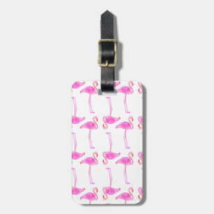 Custom Name Pink Flamingo Pattern Luggage Tag