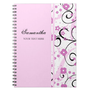 Custom Name Pink Floral Notebook