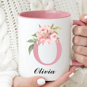 Custom Name Pink Floral Thank You Mug Gift for Her