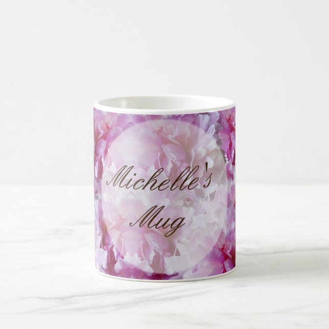 Custom Name Pink Flowers Mug (Center)