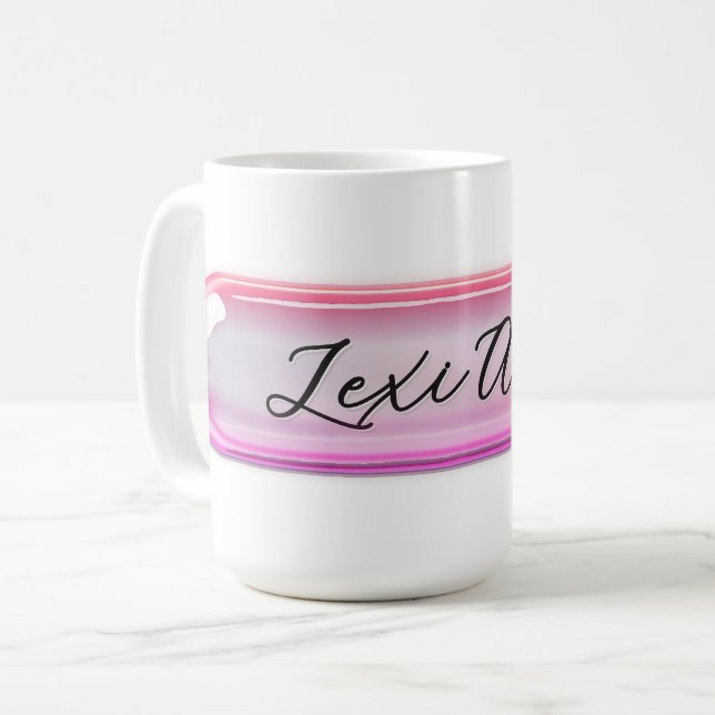 Custom Name Pink Glass Effect | Personalised Coffee Mug (Front Left)