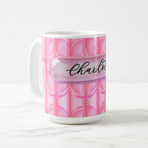 Custom Name Pink Glass Effect Personalised Girl Coffee Mug