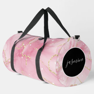 Custom Name  pink Glitter Agat monogram duffle bag