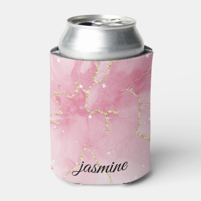 Custom Name  pink Glitter Can Cooler (Can Front)