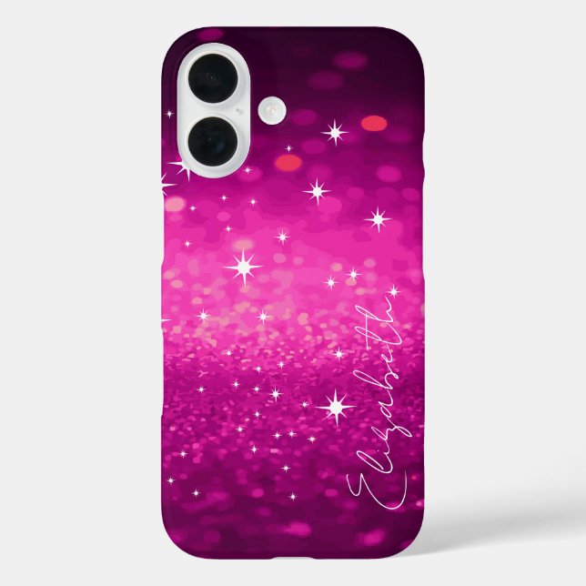Custom Name Pink Glitter Case-Mate iPhone Case (Back)