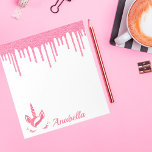 Custom Name Pink Glitter Drips Stars Unicorn Face Notepad<br><div class="desc">Custom Name Pink Glitter Drips Stars Unicorn Face</div>