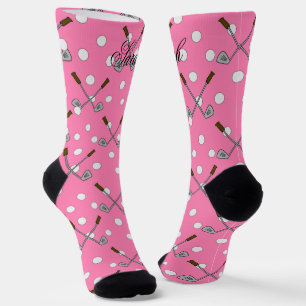 Custom Name Pink Golf Socks