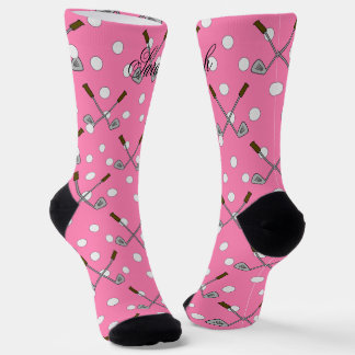 Custom Name Pink Golf  Socks