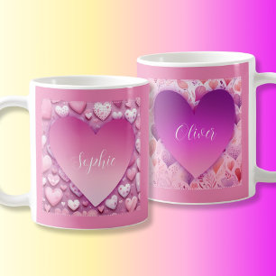 Custom name Pink heart coffee mug