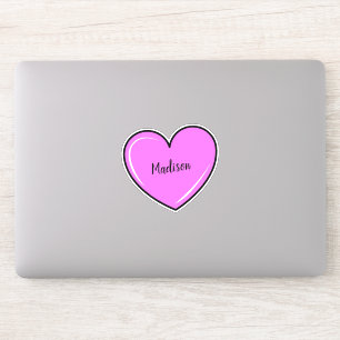Custom name pink heart vinyl-cut stickers