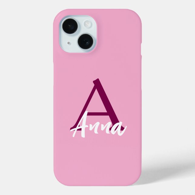 Custom Name Pink iPhone 15 Case (Back)