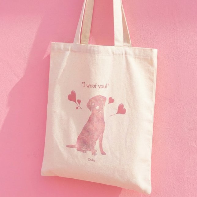 Custom Name Pink Labrador Dog Mom Mother's Day Tote Bag (Creator Uploaded)