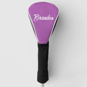 Custom name pink leather golf head cover