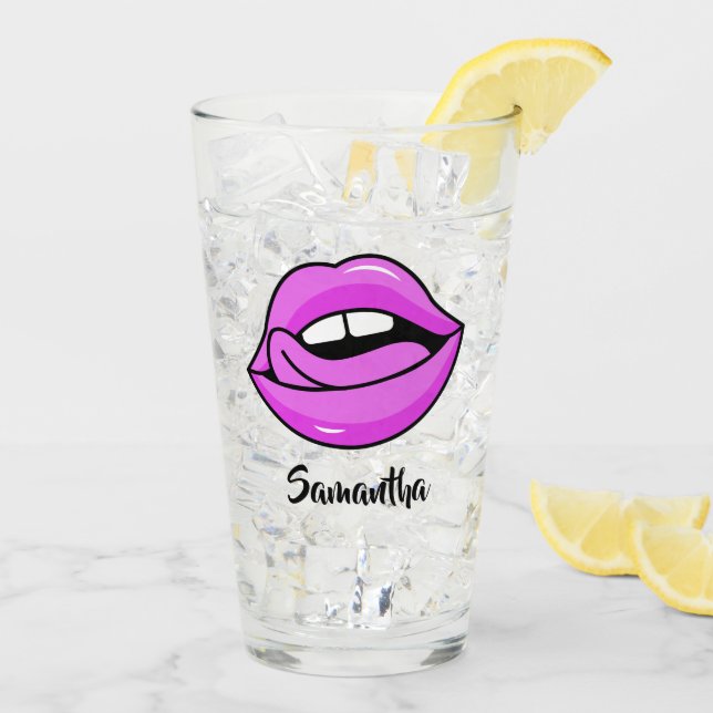 Custom name Pink Lips pint glass (Back Ice)