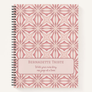 Custom Name Pink Modern Floral Chic Pretty Girly  Notebook