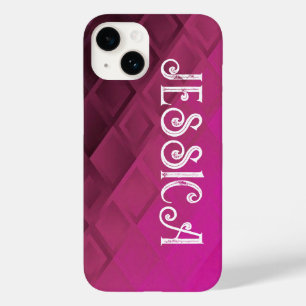 Custom name pink ombre shapes Case-Mate iPhone 14 case