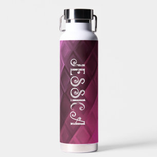 Custom name pink ombre shapes water bottle