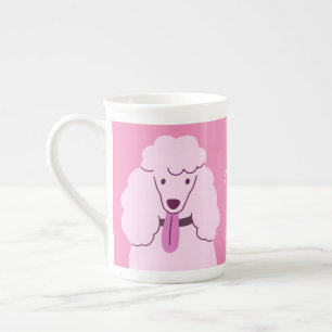 Custom Name Pink Poodle Bone China Mug