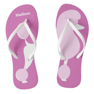Custom Name Pink Poodle Flip Flops