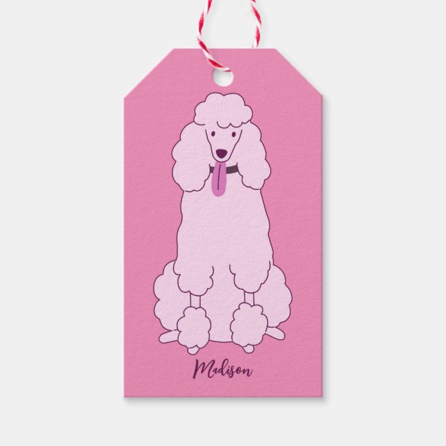 Custom Name Pink Poodle Gift Tags (Front)