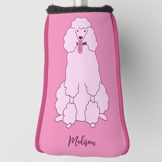 Custom Name Pink Poodle Golf Head Cover (Rotate 90)