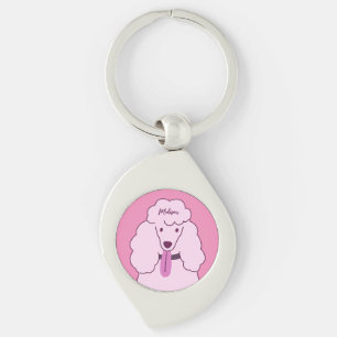 Custom Name Pink Poodle Key Ring