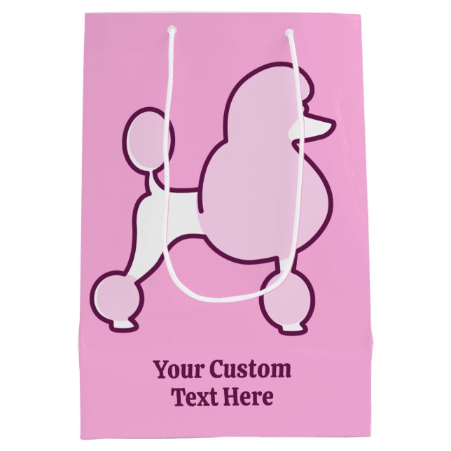 Custom Name Pink Poodle Medium Gift Bag (Back)