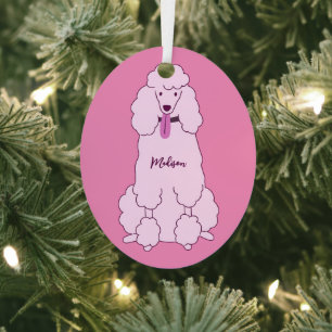 Custom Name Pink Poodle Metal Tree Decoration
