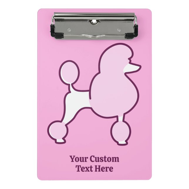 Custom Name Pink Poodle Mini Clipboard (Front)