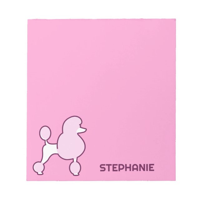 Custom Name Pink Poodle Notepad (Front)