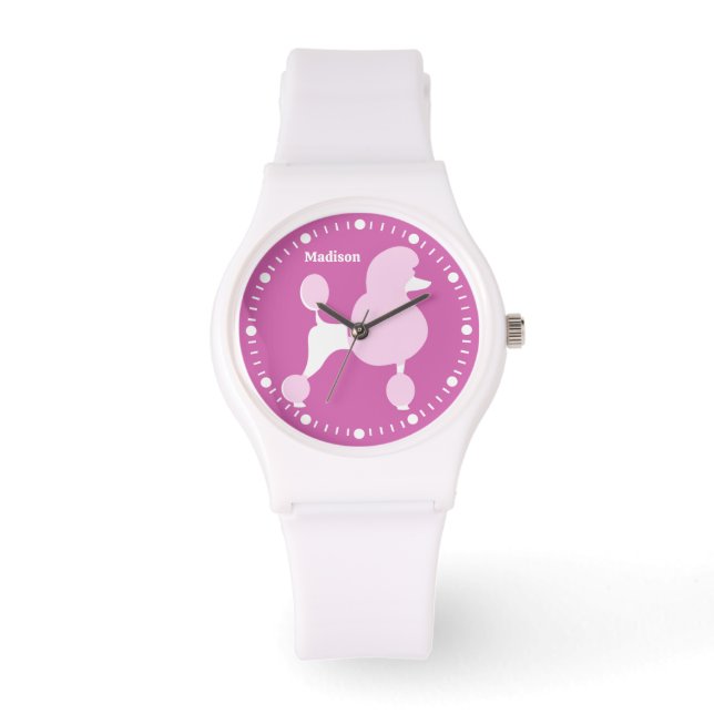 Custom Name Pink Poodle Watch (Front)