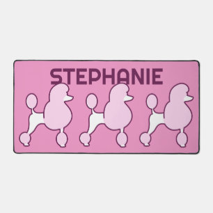 Custom Name Pink Poodles Desk Mat