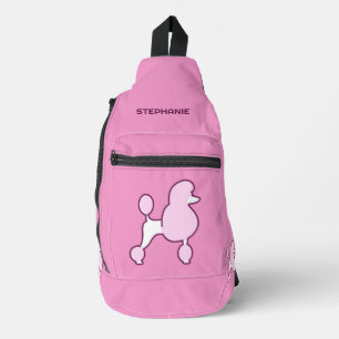 Custom Name Pink Poodles Sling Bag