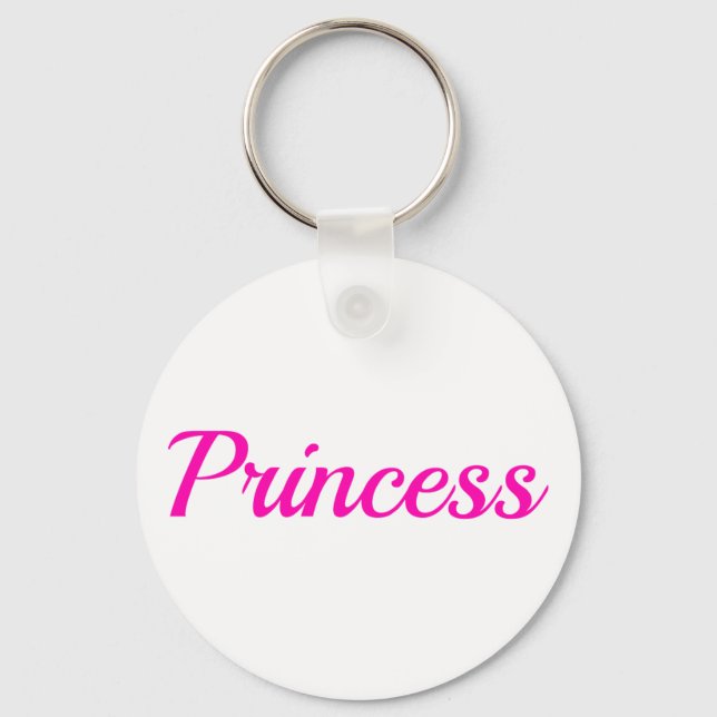 Custom Name Pink Princess Key Ring (Front)