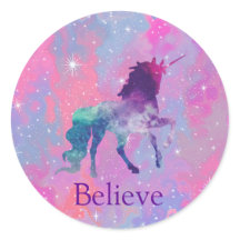 Custom Name Pink/Purple Galaxy Unicorn Sticker