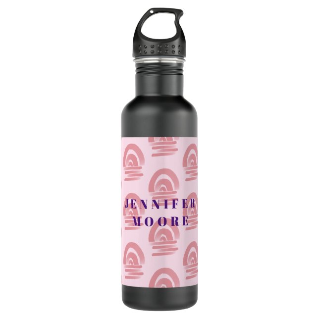 Custom Name Pink Rainbow Pattern 710 Ml Water Bottle (Front)
